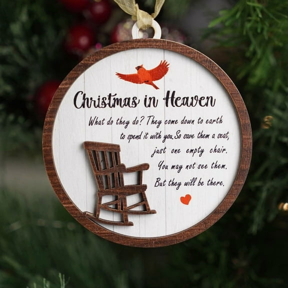 Memorial Christmas Ornament with Rocking Chair, Remembrance Empty Chair Keepsake, In Memory Holiday Decor for Loved Ones in Heaven, Sympathy Christmas Gift