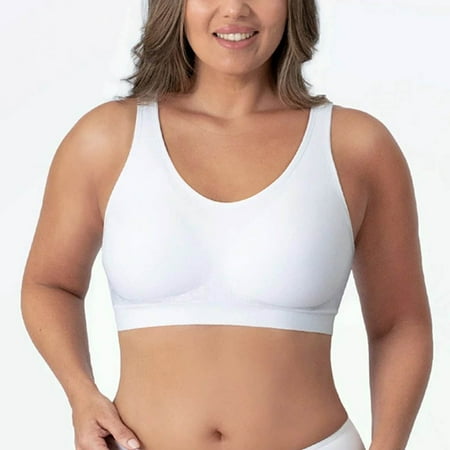 Crunowin Women s Seamless Bra  Traceless No Underwire Plus Size Solid Color Anti Shock Workout Undershirts Lingerie White XL