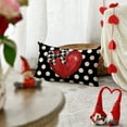 thumbnail image 3 of Valentine''s Day Heart Polkadot Throw Pillow Cover, 12 x 20 Inch Love Black Cushion Case Decoration for Sofa Couch, 3 of 6