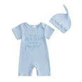 thumbnail image 3 of Mnyotv Newborn Summer Outfits Cartoon Embroidery Short Sleeve Jumpsuits and Hats 2Pcs Sets Size 0M, 3 of 3
