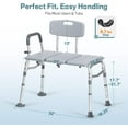 thumbnail image 5 of 500lb Heavy Duty Shower Bench, Tool-Free Tub Transfer Bench with Arms & Back, Height Adjustable Handicap Shower Seat, Non-Slip Bath Safety Chair for Elderly & Surgery-Gray, 5 of 19