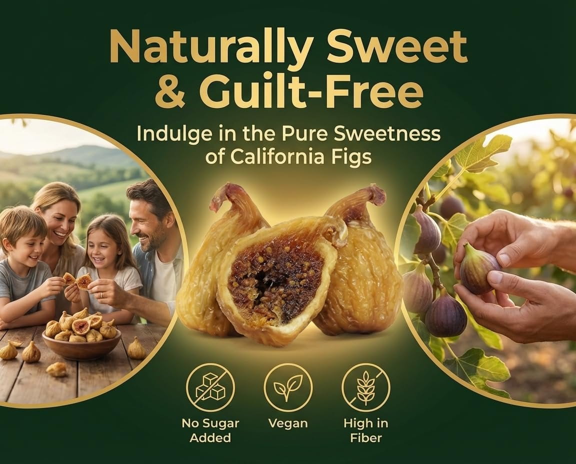 Dried California Golden White Figs by It's Delish, 5 Lbs Bulk Bag  Fresh California Figs Naturally Sweet Dried Fruit with No Sugar Added for Healthy Snacks  Vegan, Kosher
