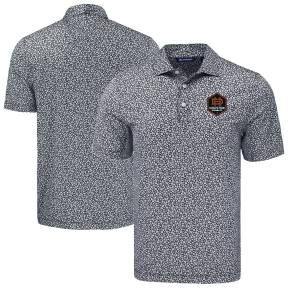 Men's-Cutter & Buck  Black Houston Dynamo FC Big & Tall Pike Eco Flora Print Recycled Polo