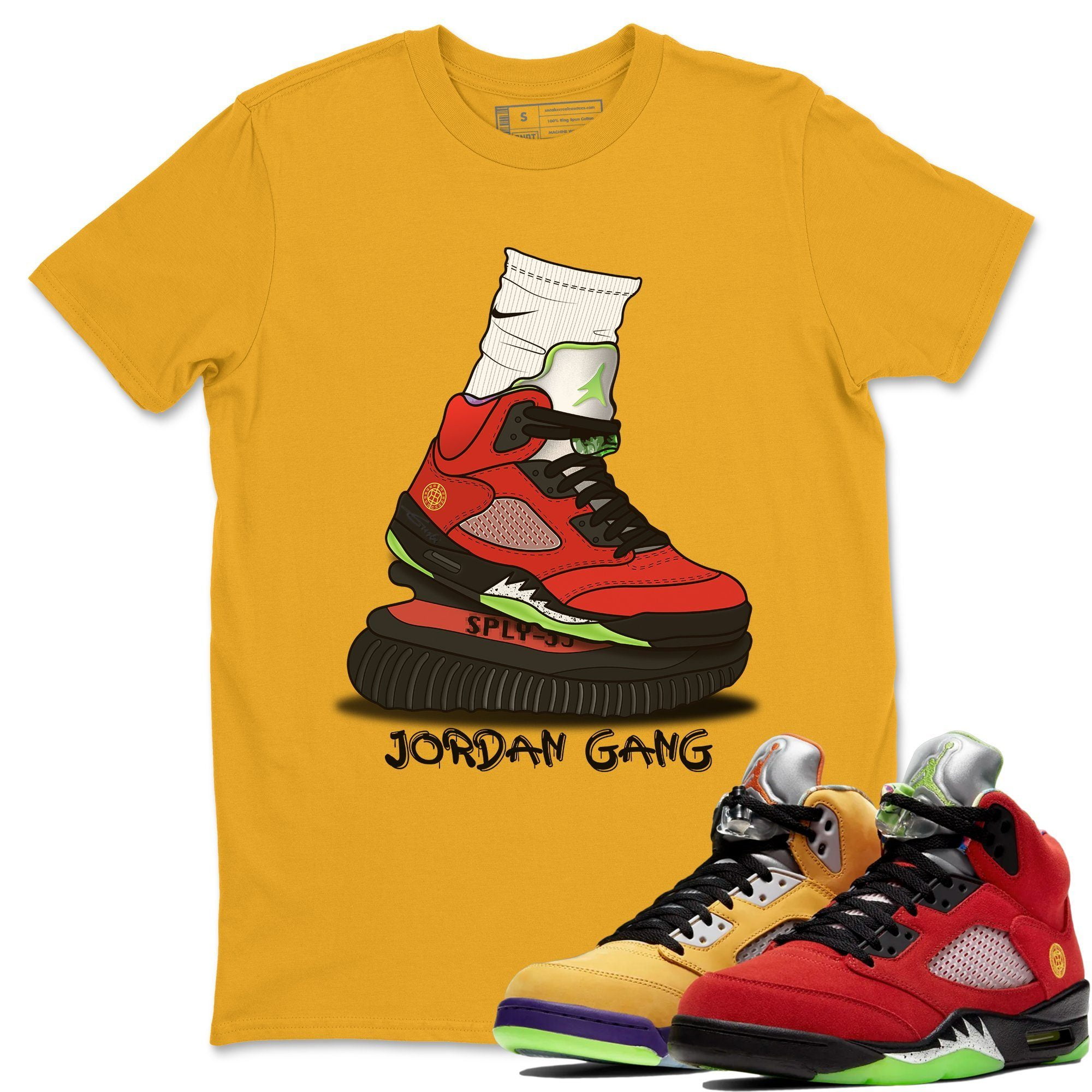 Jordan Gang T Shirt Jordan 5 What The Sneaker Matching Outfits Gold 3X Large Walmart