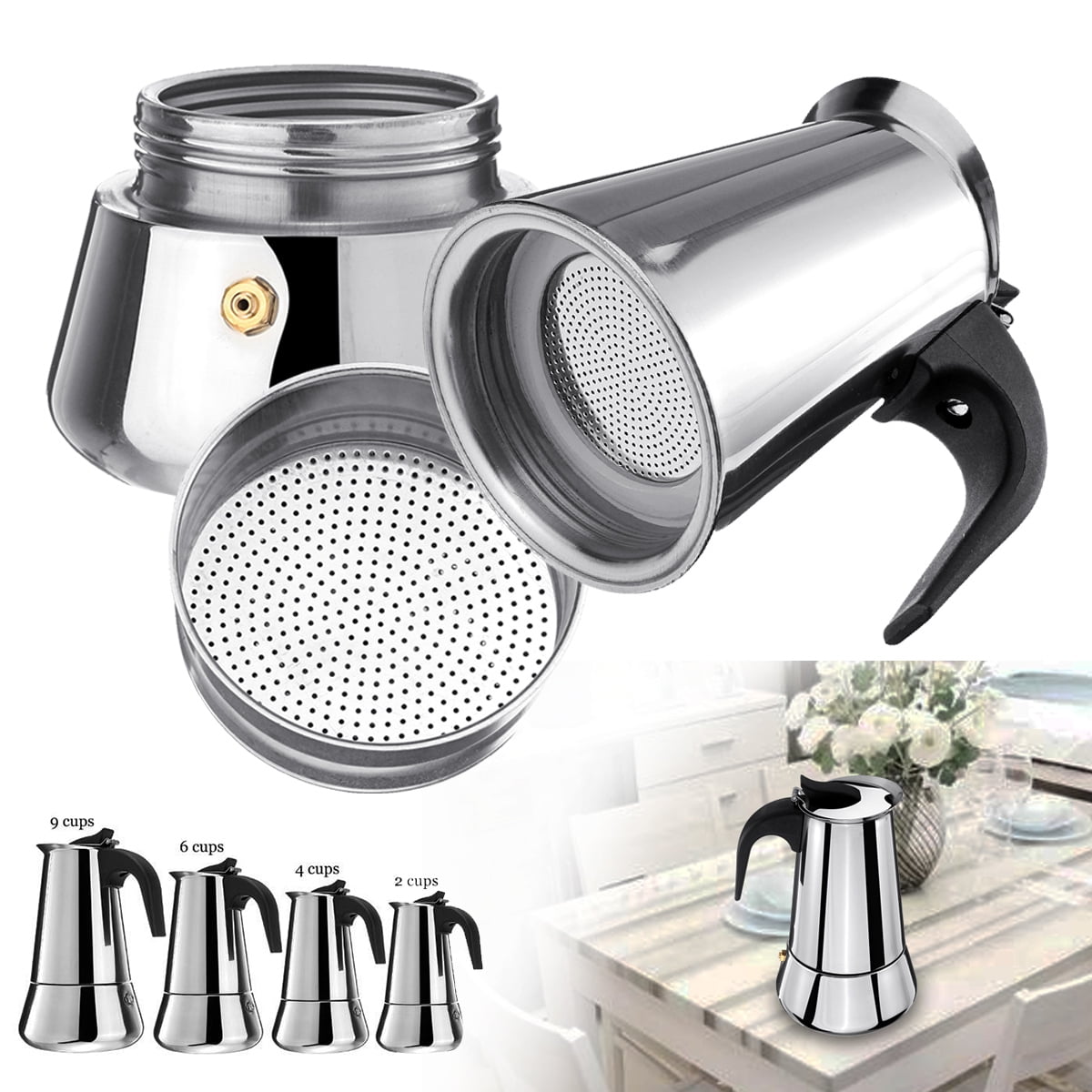 Stainless Steel Stovetop Espresso Maker Coffee Mocha Latte Filter