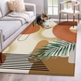 thumbnail image 2 of Boho Geometric Washable Rug 4x6 Area Rug for Living Room Bedroom Non Slip Indoor Floor Rectangle Carpet Low Pile Large Farmhouse Orange Abstract Leaves Stripes Entryway Rugs for Dining Room Office, 2 of 9