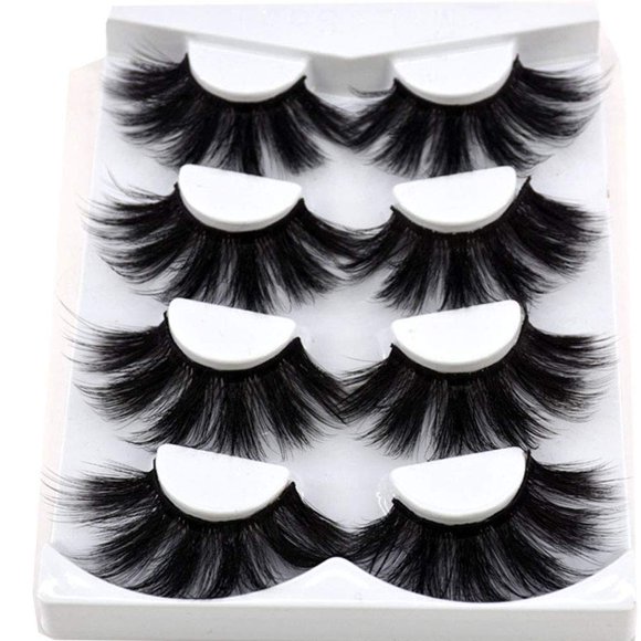 HBZGTLAD NUEVO 4 pares de pestañas postizas de pelo de visón 3D entrecruzadas Wispy Cross Fluffy longitud 25 mm Extensión de pestañas Herramientas de maquillaje de ojos hechas a mano (MDR-5)