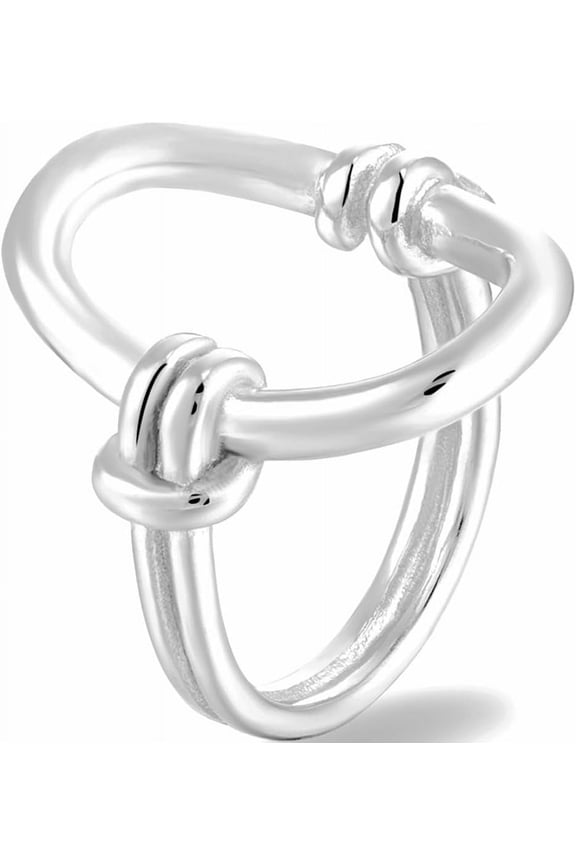 Stainless Steel Oval Shaped Open Karma Style Promise Anniversary Statement Wrap Ring