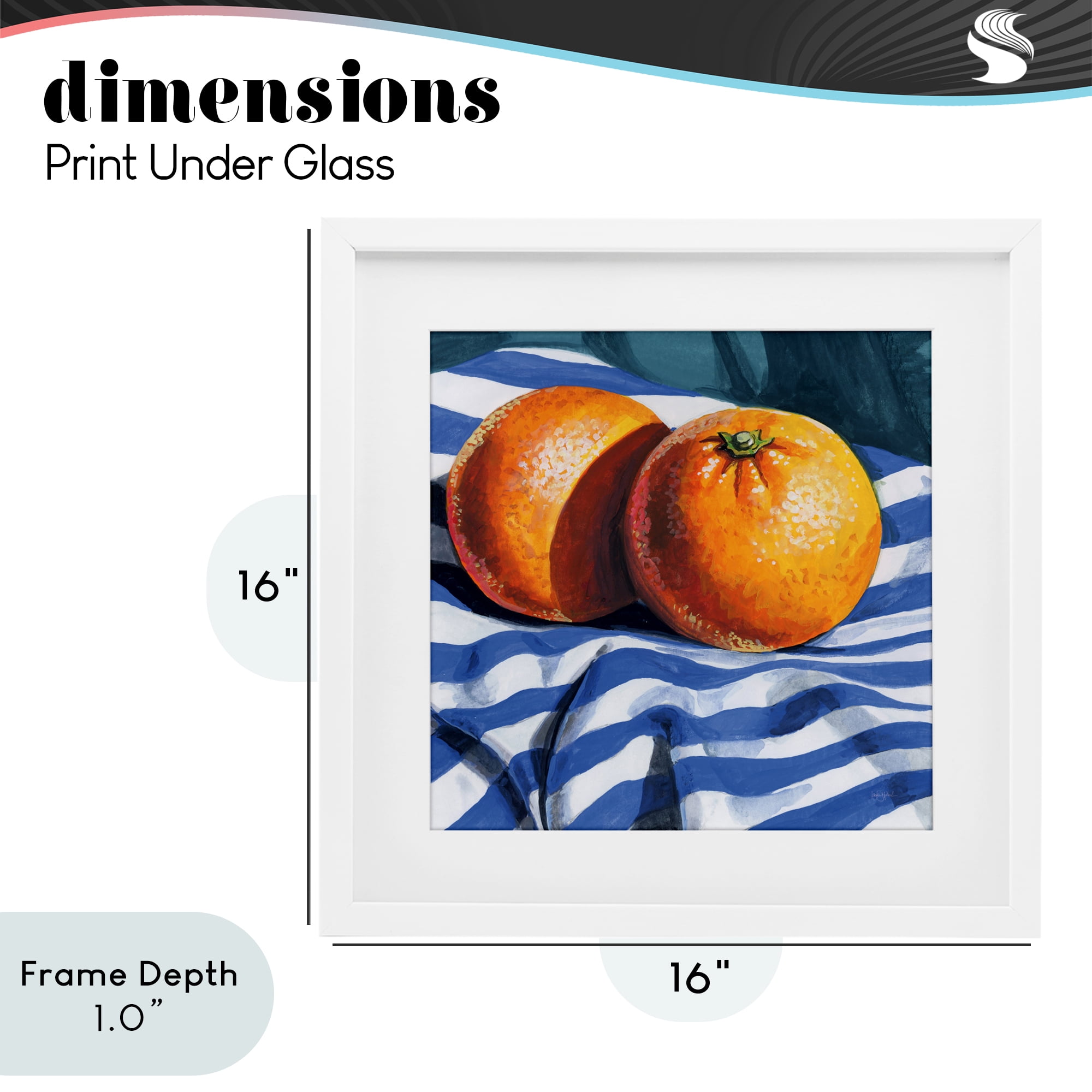Stupell Industries Oranges On Striped Cloth White Framed Print Under Glass, design by Kate Jarvik Birch