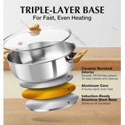 Koch Systeme CS 12 inch Stainless Steel Deep Sauté Pan with Bakelite Handles, Deep Frying Pan with Lid, Suitable for All Stoves
