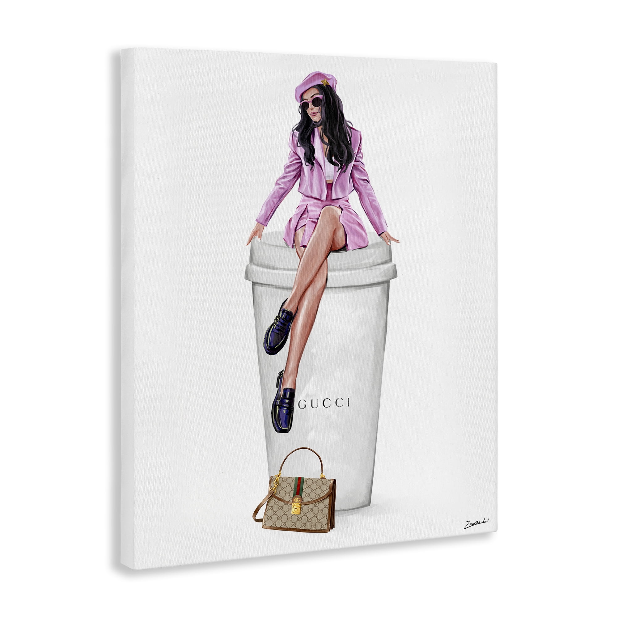 Stupell Industries Brunch Coffee Fashionista People Painting Wrapped Canvas Art Print Wall Art, 24 x 30
