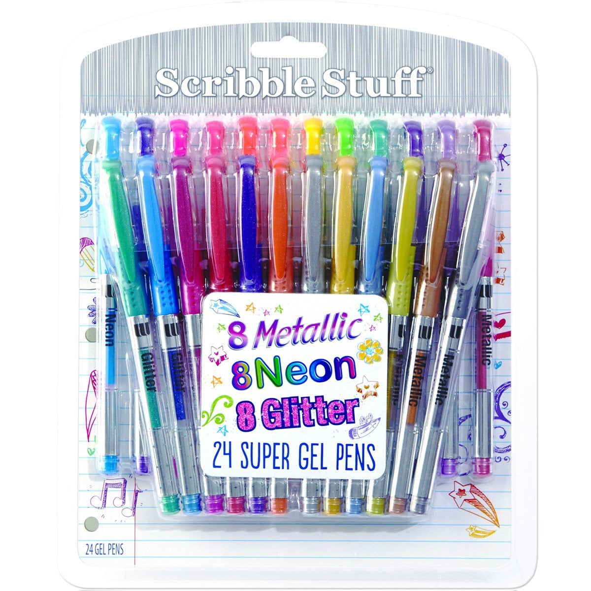 Scribble Stuff 24 Gel Pen Value Pack Assorted Colors/Styles (CYH60