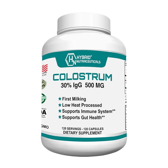 Bovine Colostrum Supplement 500mg - 30% IgG Immunoglobulin, Immune Support, Bone, Muscle & Gut Health - First Milking, Low Heat Processed - 120 Capsules