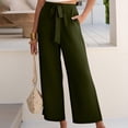 thumbnail image 5 of High Waisted Wide Leg Pants for Women Palazzo Trousers Gauze Casual Beach Travel Lounge Flowy Pant Summer 2026 Army Green M 26/27", 5 of 7