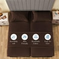 thumbnail image 3 of Split King 5 Piece Sheet Set - Breathable & Cooling, Luxury Sheets, 500 TC Egyptian Cotton Sheets, 100% Cotton Split King Sheet Set, 16-18" Inch Deep Pocket, Split King Size Chocolate Solid, 3 of 5