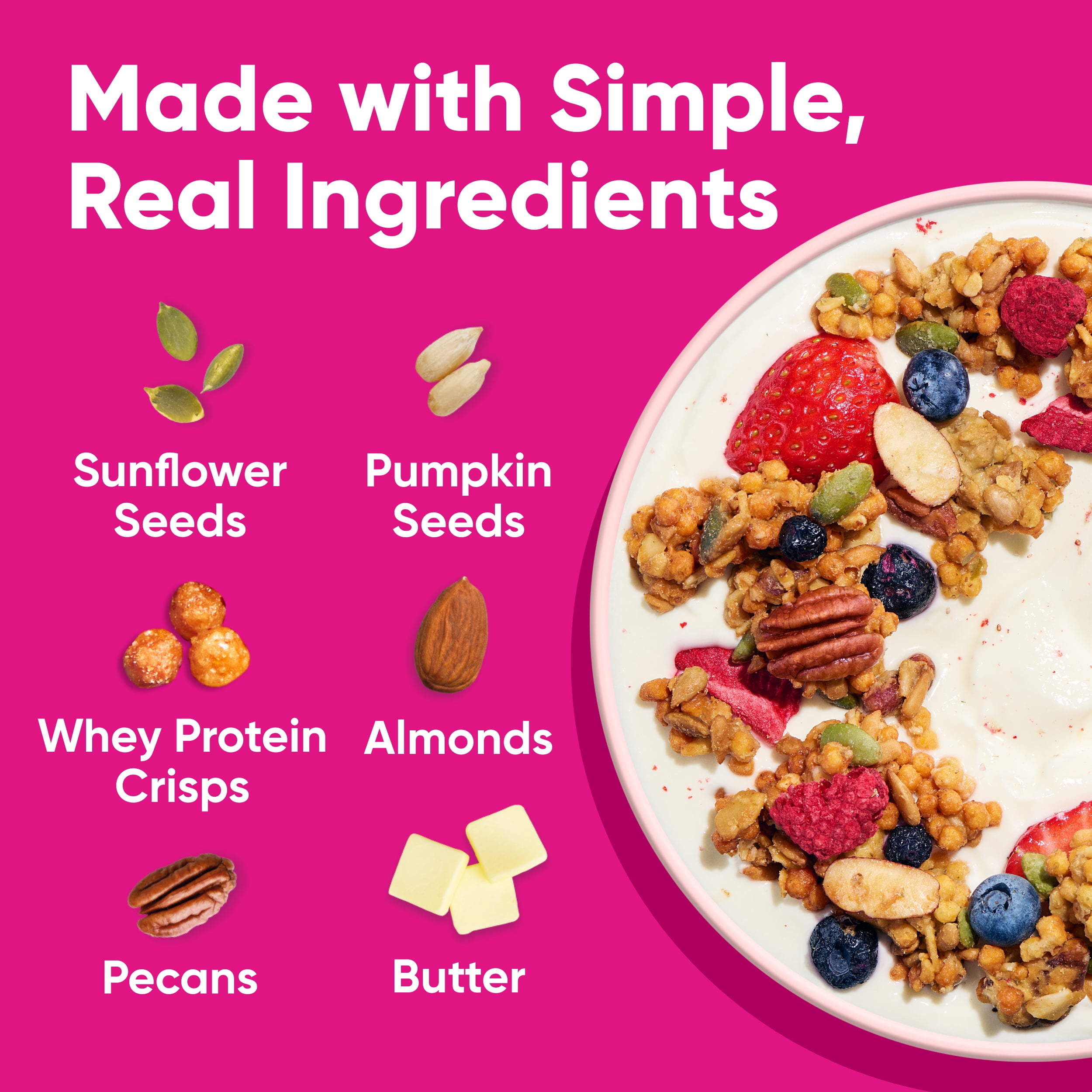 NuTrail 15g Protein Nut Granola Cereal, Triple Berry, No Sugar Added, Keto, Low Carb, Gluten Free, Grain Free, Healthy Breakfast, 10 oz, 1 Count