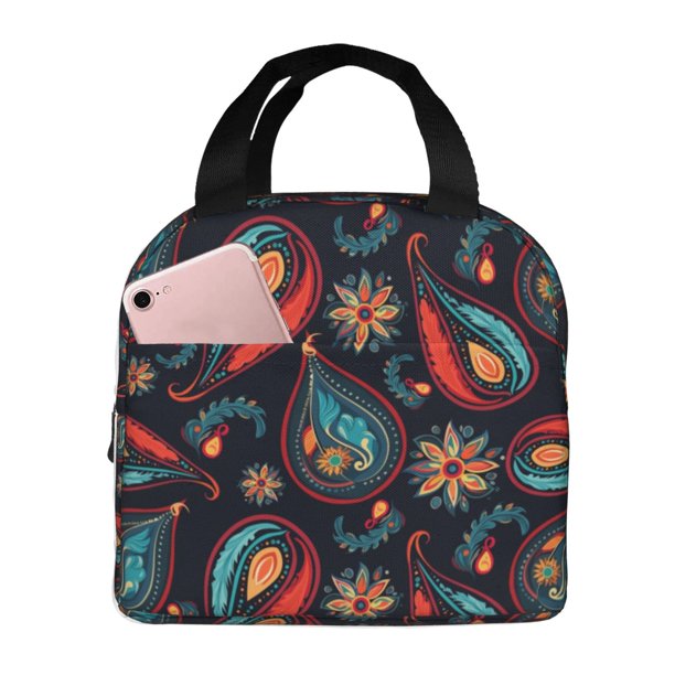 Easygdp Paisley1 Bolsa Térmica Premium - Tela Oxford Impermeable, Gran Capacidad, Bolsillo Frontal, Unisex para Trabajo, Escuela, Actividades al Aire Libre y Picnics
