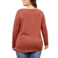 thumbnail image 4 of DARING DIVA Women's Plus Size Side Button Square Neck Long Sleeve Blouse 1X Red Brown, 4 of 6