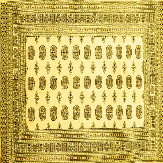 Ahgly Company Indoor Square Persian Yellow Traditional Area Rugs, 8' Square