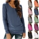 thumbnail image 1 of RKSTN Long Sleeve Shirts for Women Oversized Crewneck Slim Base Layer T Shirt Top Womens Casual Solid Plus Size Round Neck Loose Fits Comfy Cozy Basic Tee Shirt Fall Spring Clothes, 1 of 10