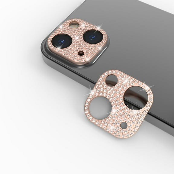 Camera Lens Protector Designed For iPhone 13/13 Mini Rose Gold Diamond
