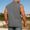 thumbnail image 4 of Antinious Men Solid Sleeveless Crewneck Summer Pocket Curved Hem Tank Tops, 4 of 5