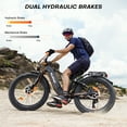 thumbnail image 6 of Dual Motors AWD 2600W Electric Bike for Adult 26'', UL2849 48V 30/60AH Removable Battery E-mountain bike 4.0 Fat Tire up to 32MPH Long Range Off-road Ebike Beach Dual Hydraulic&Brakes E-Bicycle, 6 of 10