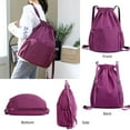 thumbnail image 5 of Mochila con cordón, bolsa deportiva para gimnasio, bolsa de viaje para yoga, para mujeres y hombres, bolsa de gimnasio impermeable, mochila de día, color morado, 5 of 5