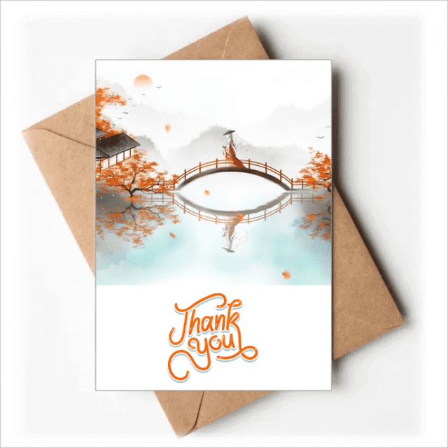 Jincheng otoño estilo chino acuarela Nota en blanco del sobre de la tarjeta de agradecimiento