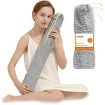samply Long Hot Water Bottle - 3L Large Capacity, Hot Water Bag with Furry Cover, Grey