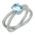thumbnail image 2 of SuperJeweler 1 1/2 Carat Oval Shape Aquamarine and Halo Diamond Ring In Sterling Silver For Women, 2 of 6