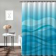thumbnail image 3 of Shower Curtain Ombre Teal Shower Curtains for Bathroom Decor Modern Abstract Ocean Waves Shower Curtain Sets with Hooks Waterproof Fabric Bath Curtain Extra Long 72" X 84", 3 of 5