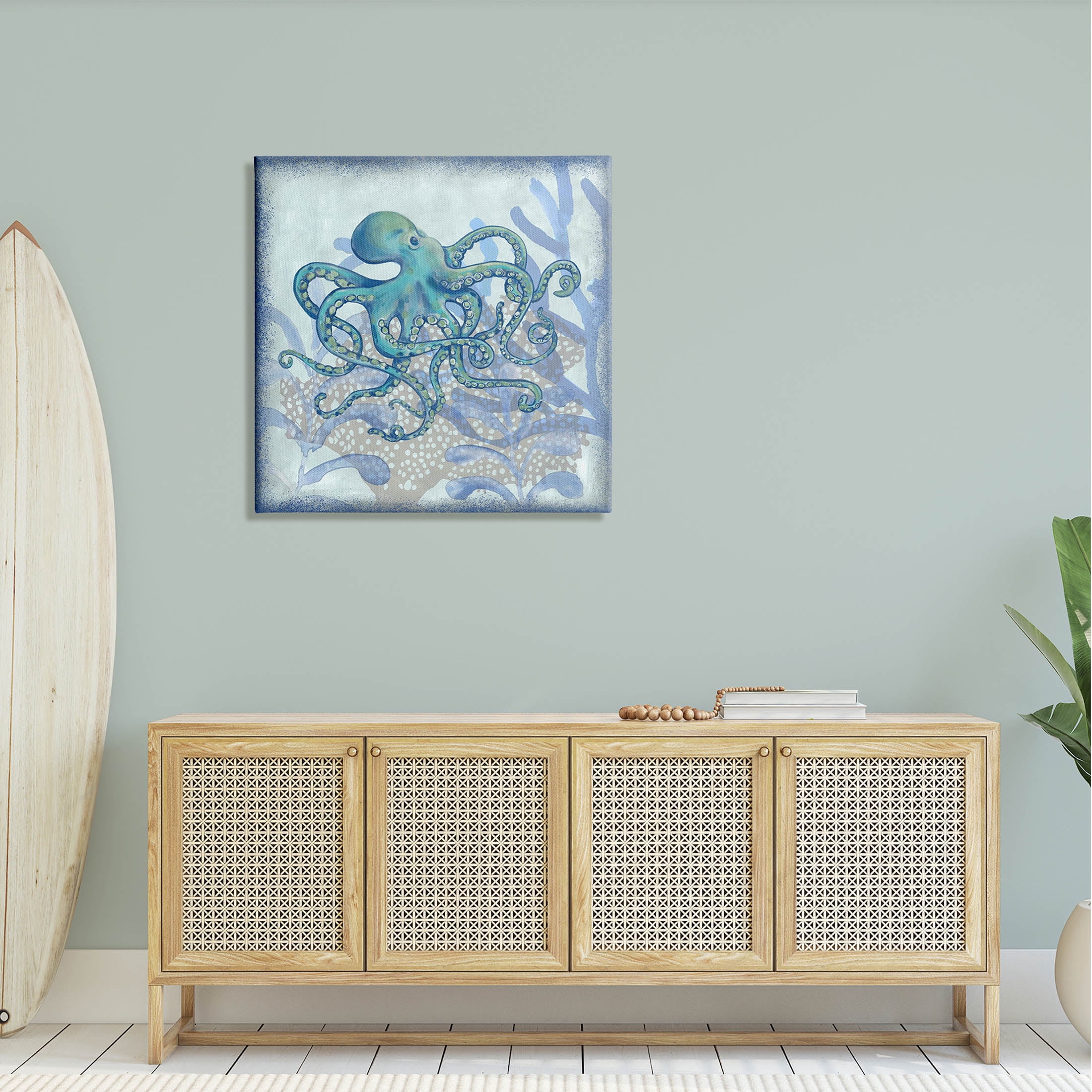 Layered Octopus Coral Botanicals Animals & Insects Graphic Art Gallery Wrapped Canvas Print Wall Art