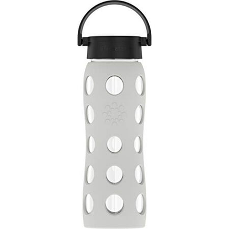Lifefactory Classic Cap, Cool Grey 22-Ounce BPA-Free Glass Water Bottle with Protective Silicone Sleeve, 22