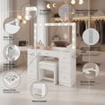 thumbnail image 4 of Ember Interiors Ibbie White Makeup Vanity Set with Lighted Mirror, USB Charging Ports, and Stool, 4 of 11