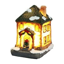 AUDeals Battery Operated Christmas Village Set with Lights, Winter Snow House Decor for Tabletop Mantel, Holiday Display Collection for Home, Office, Festival Decorations