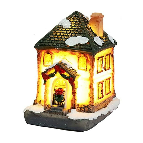 CMrtew Christmas Village Set with Lights Winter Village Houses Lightweight Resin Houses with LED Snowy Cottage Collection for Mantel & Tabletop Decor