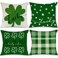 thumbnail image 2 of Buffalo Plaid St Patricks Day Pillow Covers 16x16 Set of 4 Farmhouse St Patricks Decor Shamrock Lucky Clover Pillows Decorative Throw Pillows St Patricks Day Decorations GA495-16, 2 of 4