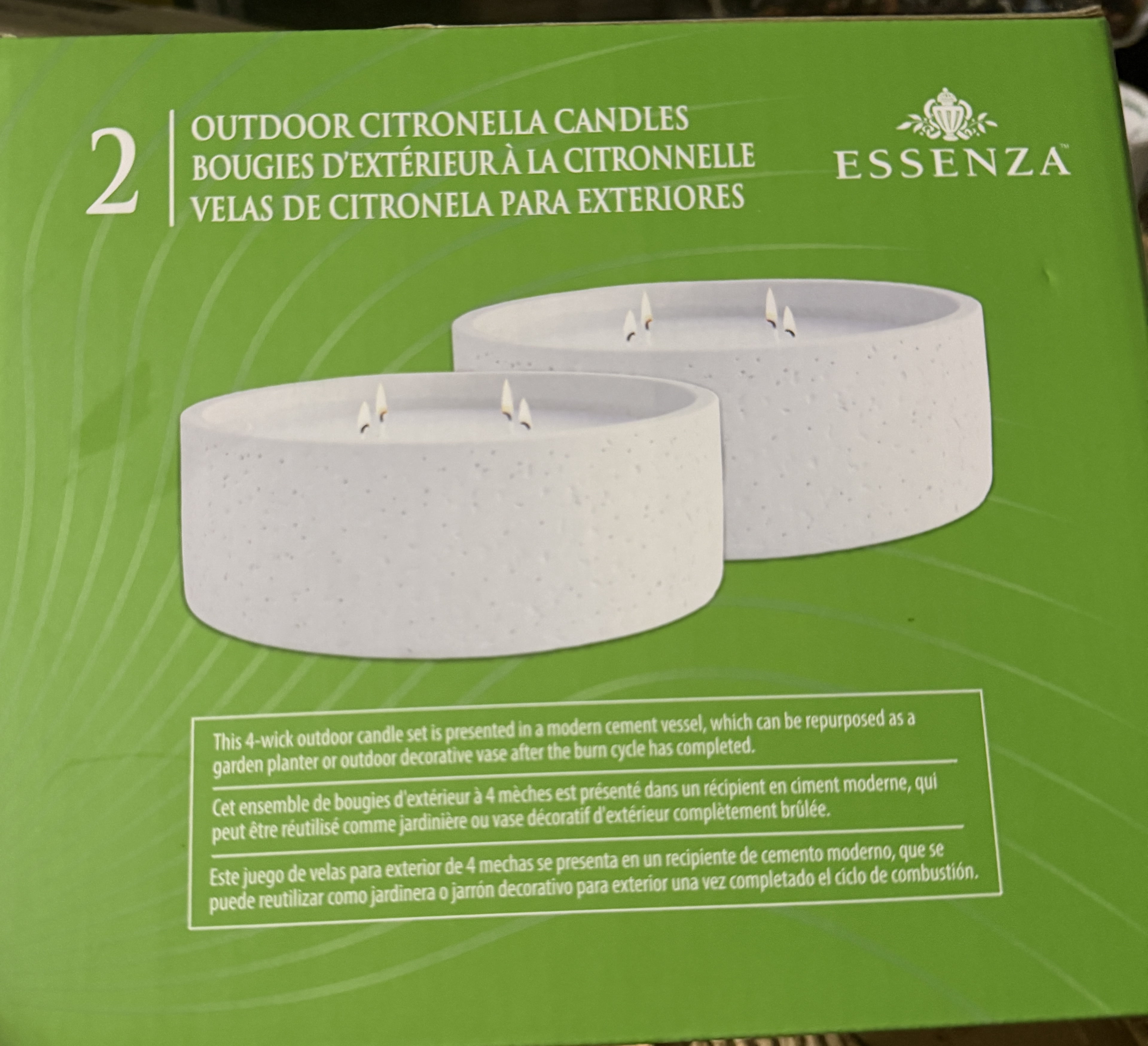 Essenza Outdoor Citronella Candles 2 Pack Lemongrass & Eucalyptus