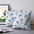 thumbnail image 2 of Pillow Covers 18x18 Set of 2, Indigo Blue Wildflower Throw Pillow Covers Decorative Couch Cushion Cover, Classic Florals Farmhouse Botanical Microfiber Soft Pillowcases for Bedroom Living Room Sofa, 2 of 9
