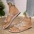 thumbnail image 5 of vokkrv Women's Flat Sandals Dressy Summer Open Toe Slip On Leather Slide Sandals White 9, 5 of 7