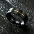 thumbnail image 4 of 8mm Gold+Black Titanium Steel Brushed Band Men Male's Anniversary Ring Size 6-13, 4 of 6