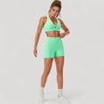 thumbnail image 4 of Women's Twist Front Sports Bra with Keyhole Cutout and Wide Shoulder Straps - Large, Green, 4 of 7