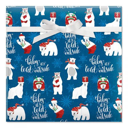 Christmas Polar Bears Jumbo Rolled Gift Wrap- Giant Roll of Fun Holiday Gift Wrap, 67 Square (Best Holiday Wrapping Paper)