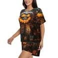 thumbnail image 3 of Womens Pajama Sets With Pocket, Halloween Pumpkin Skeleton Lounge Sets Short Sleeve Sleepwear PJ Sets for Women, 3 of 6