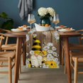 thumbnail image 2 of Daisy Floral Table Runner - 48 Inch Long, Kitchen Dining Table Runner Dresser Scarves, Farmhouse Wood Grain Bee Gnomes Flowers Farmhouse Decor for Coffee Tables Wedding Party Banquet, 2 of 8