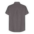 thumbnail image 3 of QLEICOM White V Neck Shirts for Women, Summer Button Down Shirt, Solid Color Lapel Short Sleeve Blouse, Casual Office Bussiness Shirts Plain Blouses Tops Gray L, 3 of 4