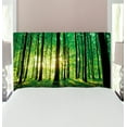 thumbnail image 1 of Forest Headboard, Trees Forest Picture from Indoor Sun Rays as Background Wooden Floor Art Print, Upholstered Decorative Metal Bed Headboard with Memory Foam, Twin Size, Green Brown, by Ambesonne, 1 of 4