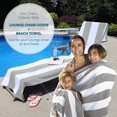 thumbnail image 5 of BNM Cabana Striped Cotton Chaise Lounge Chair Cover, Set of 2, Light Grey, 5 of 10