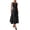 Black, variant on sicmoss Women's Coffee Faux Leather Sleeveless Flowy Long Dress Elegant Party with Belt